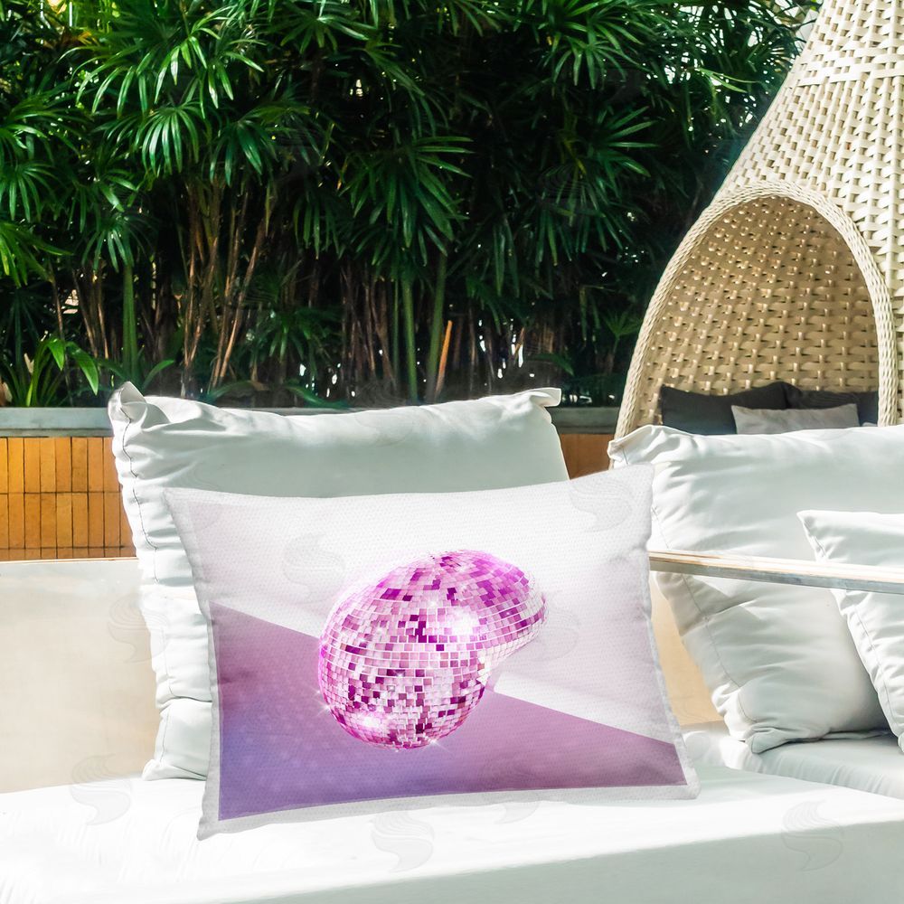 Ziwei Li Shining Purple Disco Outdoor Quick-Dry Polyester Printed Throw Pillow in Back Yard