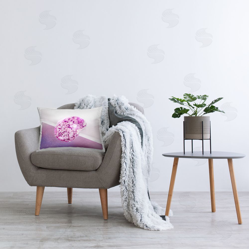 Ziwei Li Shining Purple Disco Printed Plush Polyester Throw Pillow On Chair