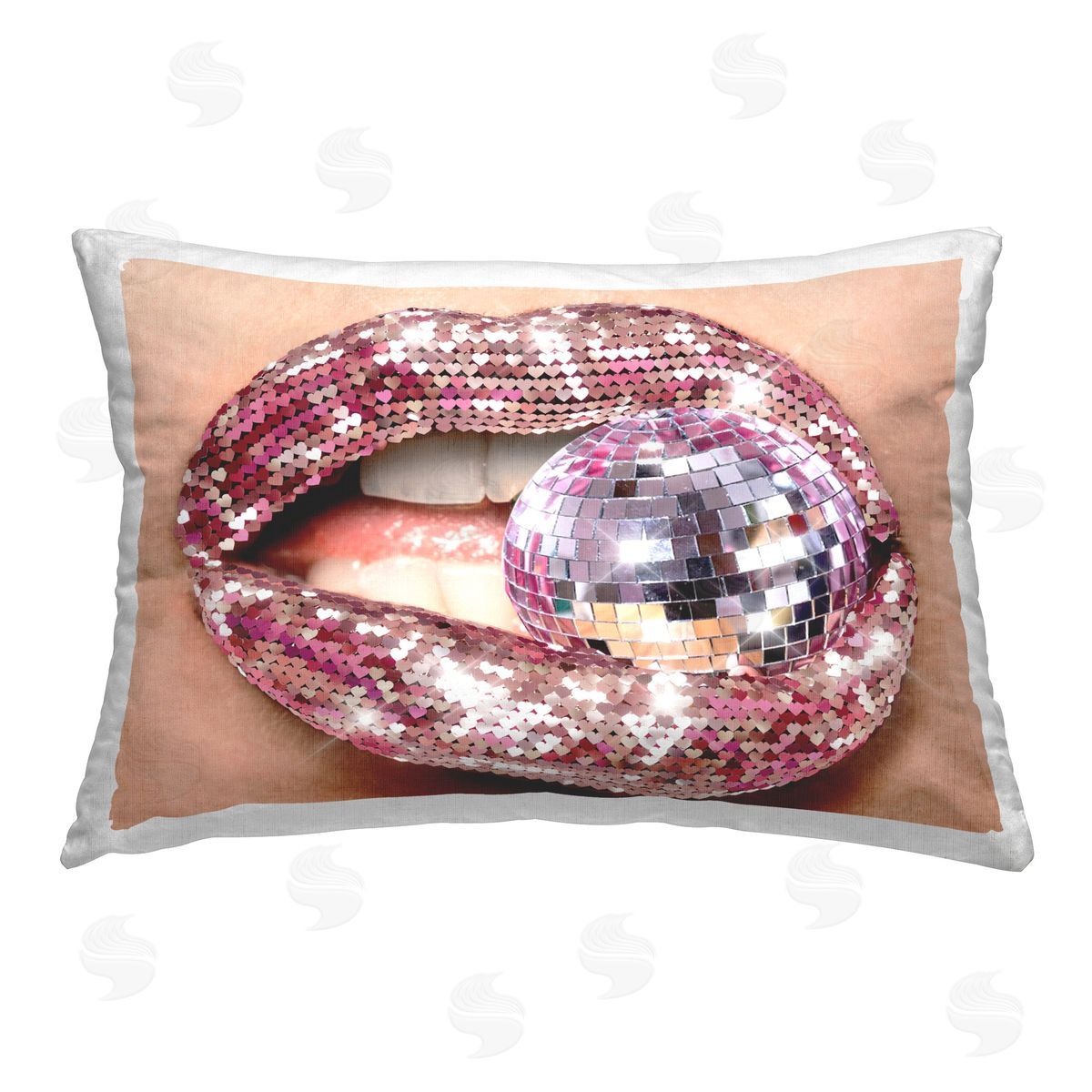 Ziwei Li Sparkle Disco Lips Printed Plush Polyester Throw Pillow