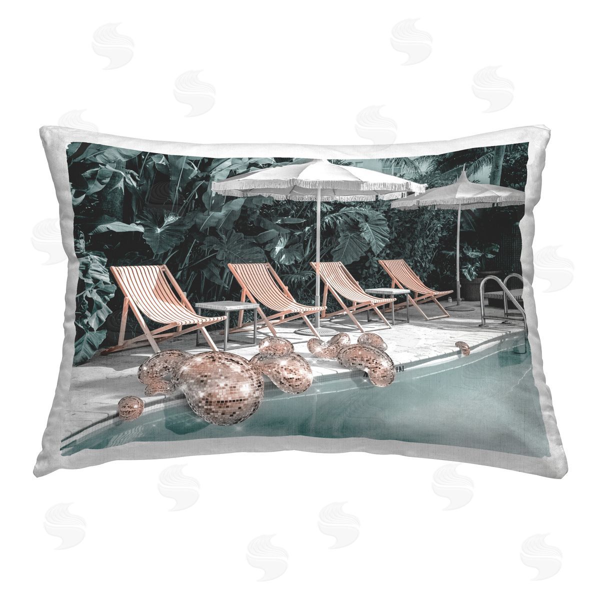 Ziwei Li Disco Pool Scene Printed Plush Polyester Throw Pillow