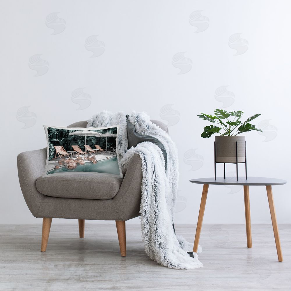 Ziwei Li Disco Pool Scene Printed Plush Polyester Throw Pillow On Chair