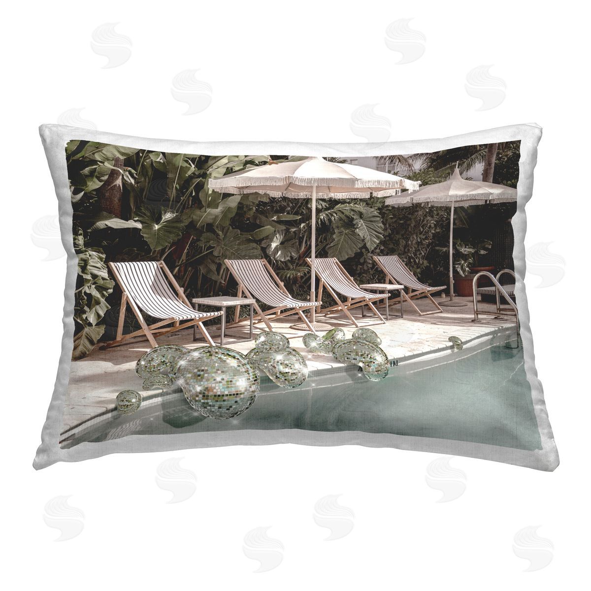 Ziwei Li Glam Disco Poolside Printed Plush Polyester Throw Pillow