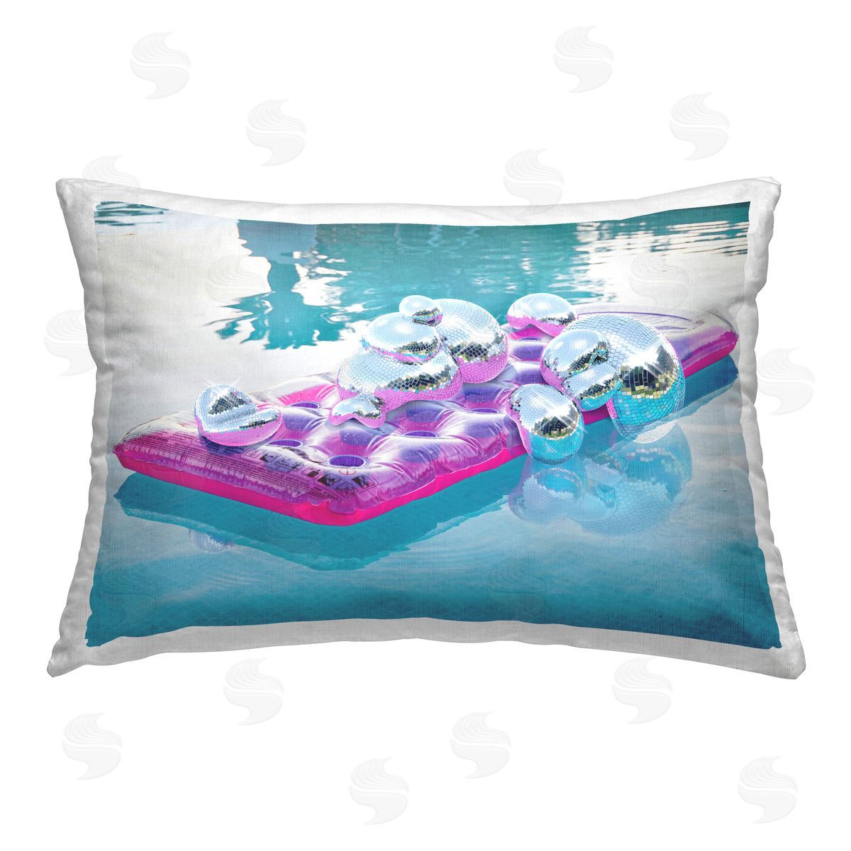 Ziwei Li Tropical Disco Pool Float Printed Plush Polyester Throw Pillow