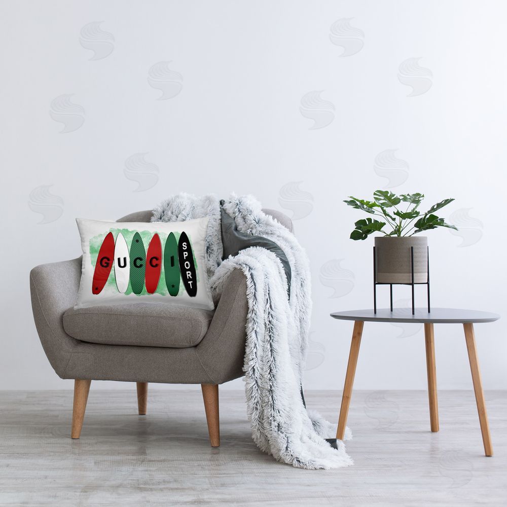 Martina Pavlova Sporty Glam Surfboards Printed Plush Polyester Throw Pillow On Chair