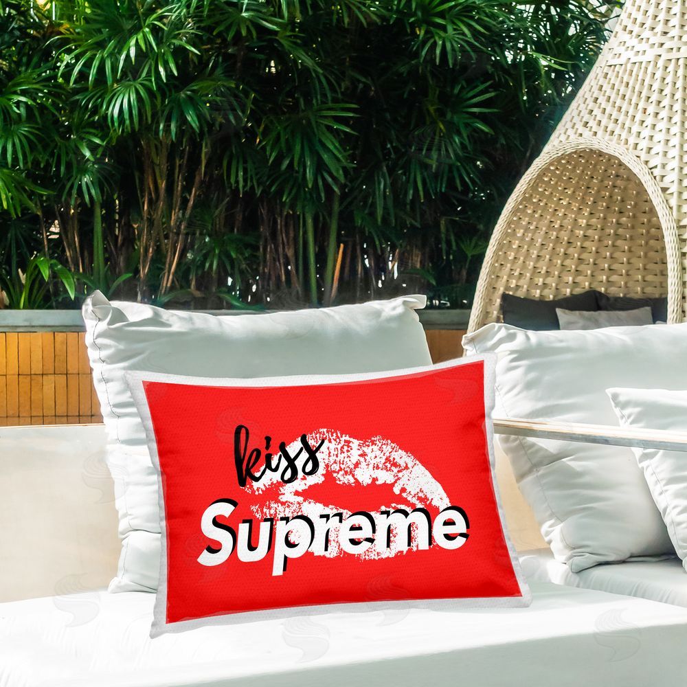 Martina Pavlova Red Kiss Supreme Outdoor Quick-Dry Polyester Printed Throw Pillow in Back Yard