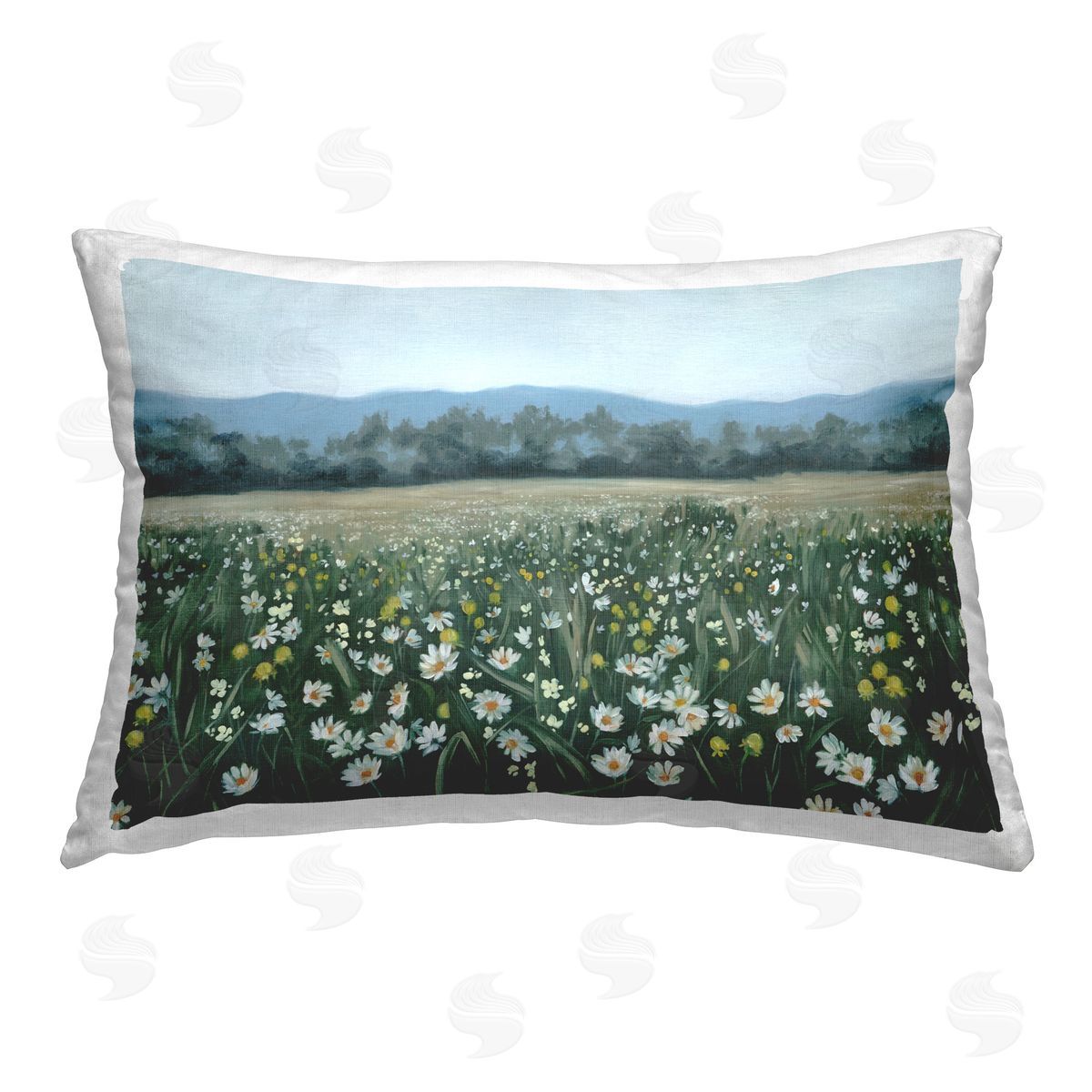 Grace Popp Daisy Meadow Landscape Printed Plush Polyester Throw Pillow