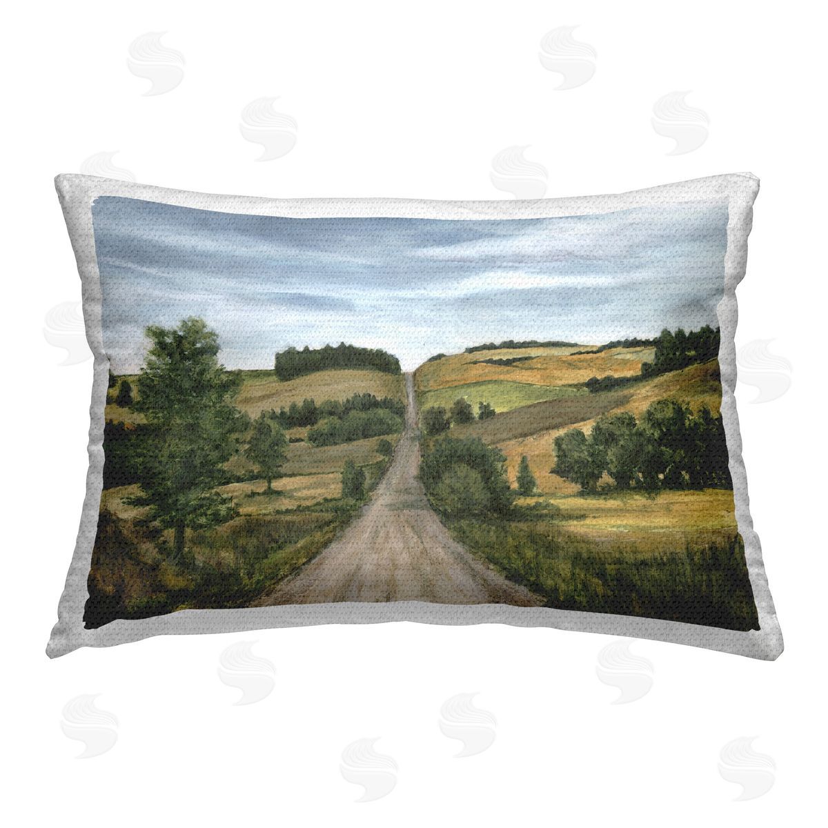 Michael Willett Farm Pastures Path Outdoor Quick-Dry Polyester Printed Throw Pillow