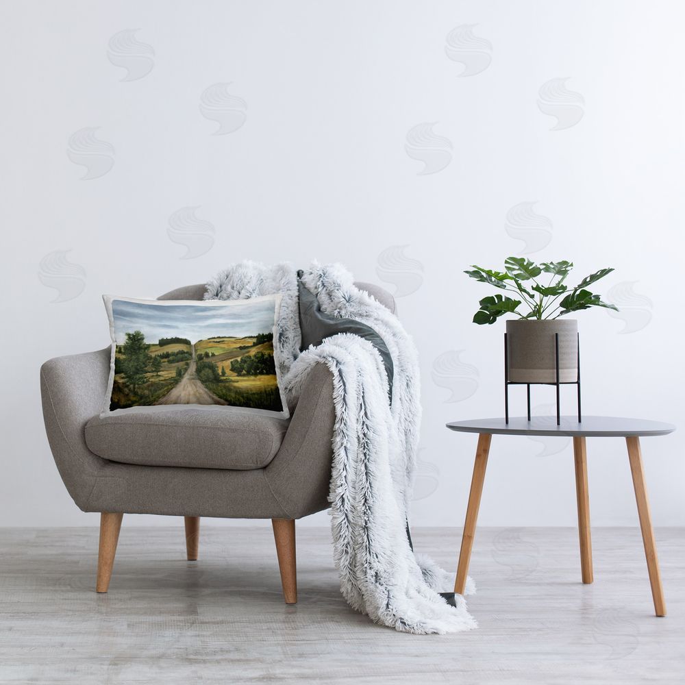 Michael Willett Farm Pastures Path Printed Plush Polyester Throw Pillow On Chair
