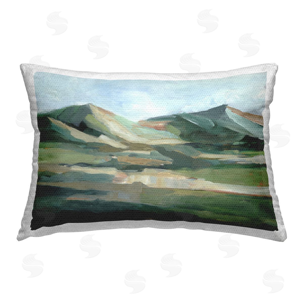 Ethan Harper Green Brushed Mountains Outdoor Quick-Dry Polyester Printed Throw Pillow