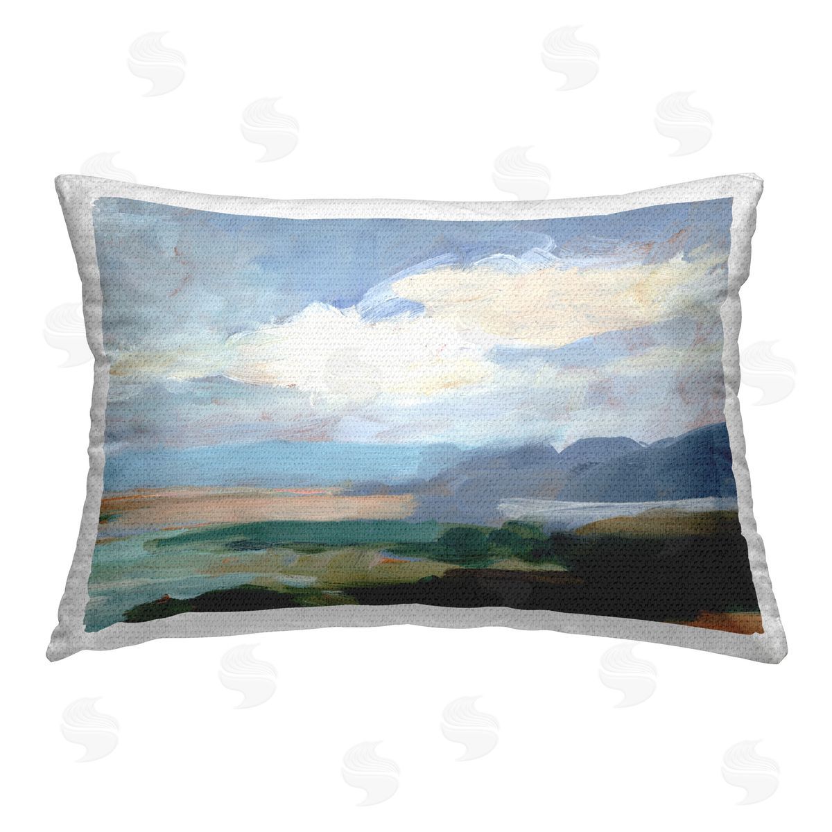 Ethan Harper Cloudy Landscape Abstraction Outdoor Quick-Dry Polyester Printed Throw Pillow