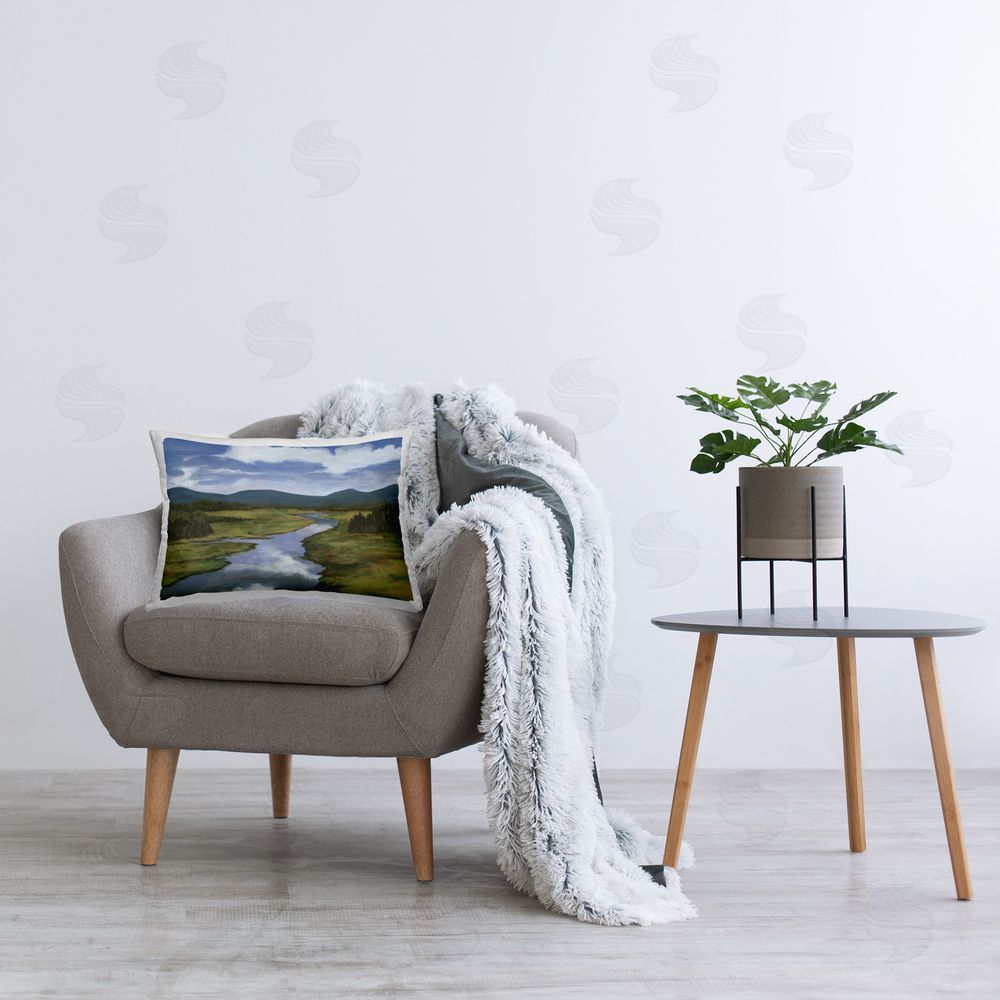Michael Willett Clouds Reflecting in River Printed Plush Polyester Throw Pillow On Chair