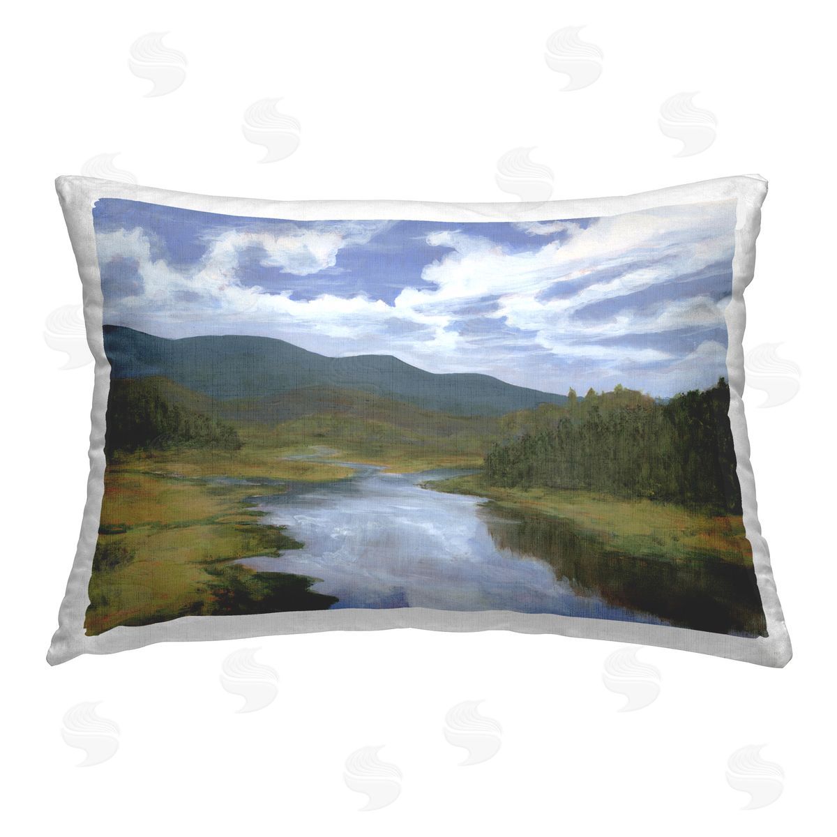 Michael Willett Mountain Stream Reflection Printed Plush Polyester Throw Pillow
