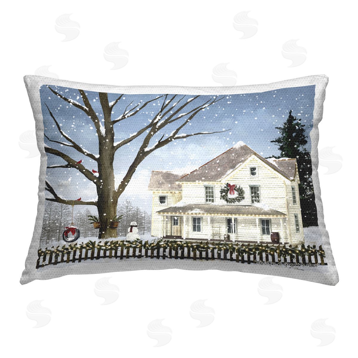 Billy Jacobs Christmas at Grandma's Outdoor Quick-Dry Polyester Printed Throw Pillow
