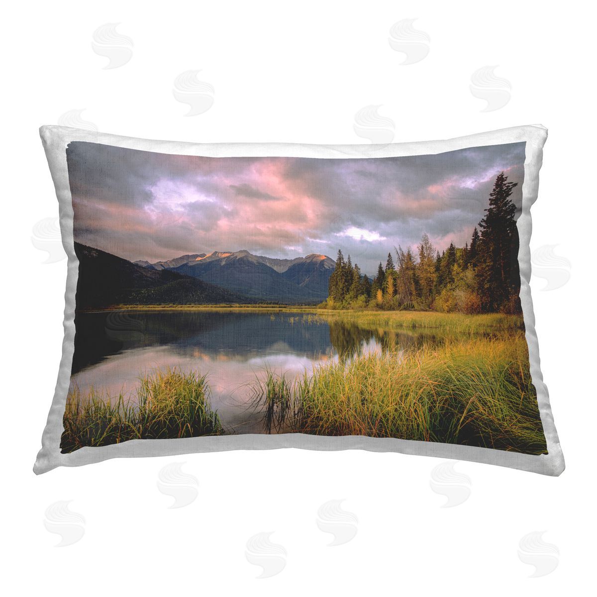 Margaret Clavell Stormy Lake Scenery Printed Plush Polyester Throw Pillow