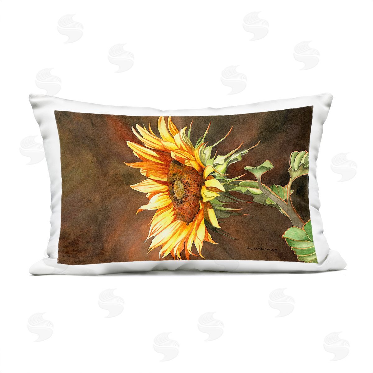 Christine Reichow Rustic Sunflower Bloom Outdoor Quick-Dry Polyester Printed Throw Pillow
