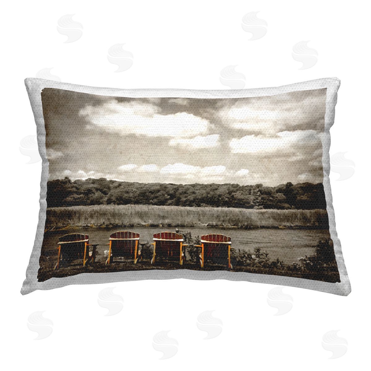 Graffitee Studios Chairs Overlooking Nature Outdoor Quick-Dry Polyester Printed Throw Pillow