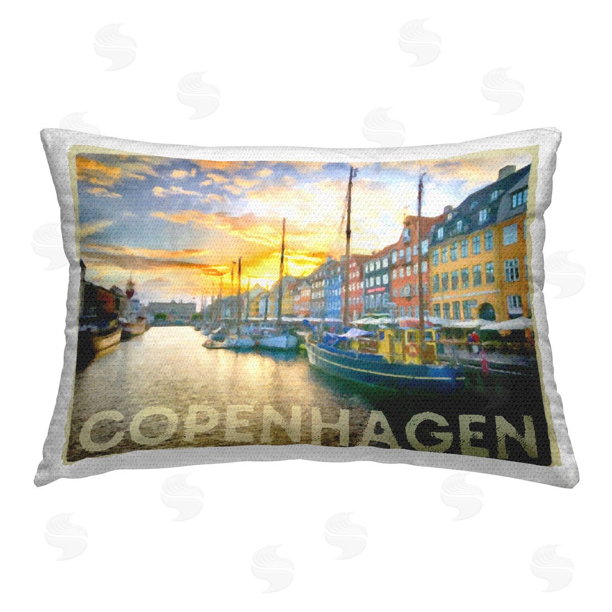 Graffitee Studios Copenhagen City Canal Outdoor Quick-Dry Polyester Printed Throw Pillow