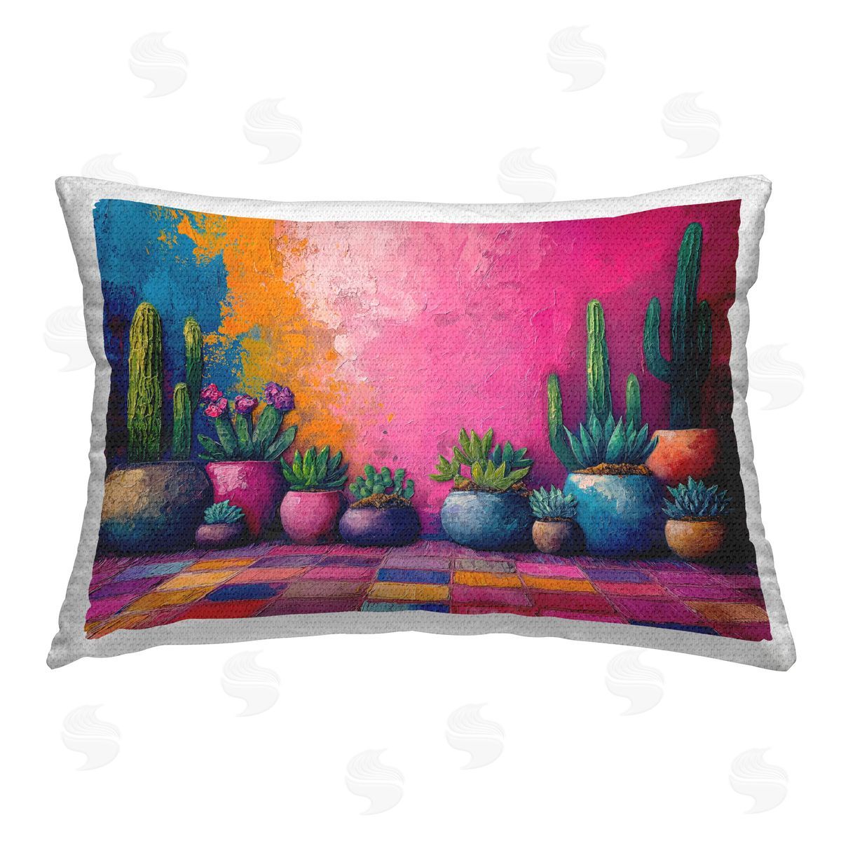 Imagine It Images Modern Potted Cactus Outdoor Quick-Dry Polyester Printed Throw Pillow