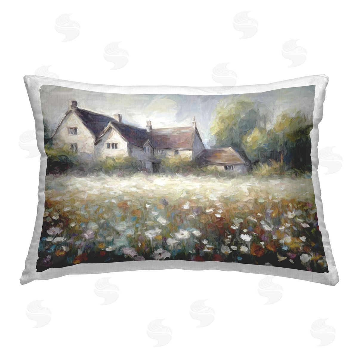 Ramona Murdock Cottage House Meadow Printed Plush Polyester Throw Pillow