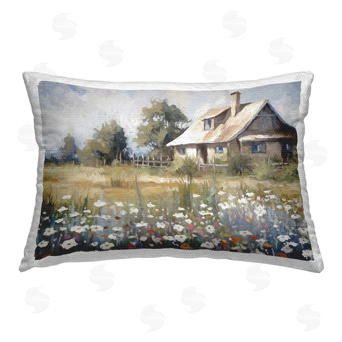 Ramona Murdock Pleasant Cottage Cabin Outdoor Quick-Dry Polyester Printed Throw Pillow