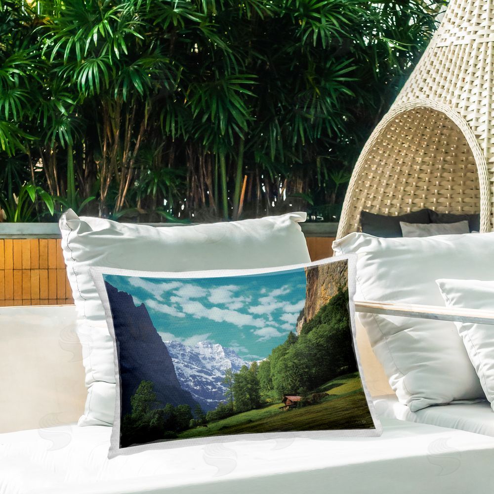 Martin Podt Lush Mountain Hill Outdoor Quick-Dry Polyester Printed Throw Pillow in Back Yard