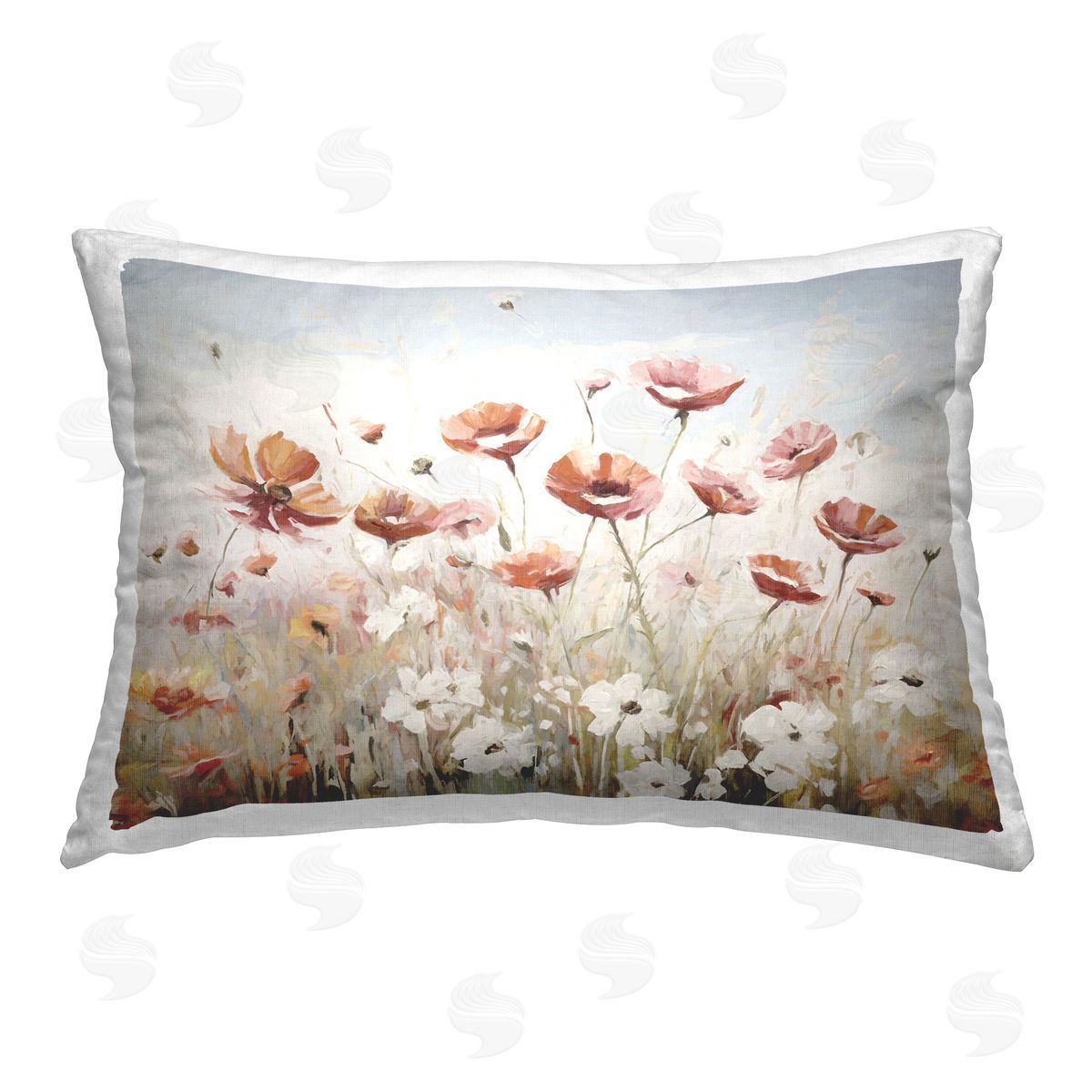Ramona Murdock Mixed Poppies Meadow Printed Plush Polyester Throw Pillow