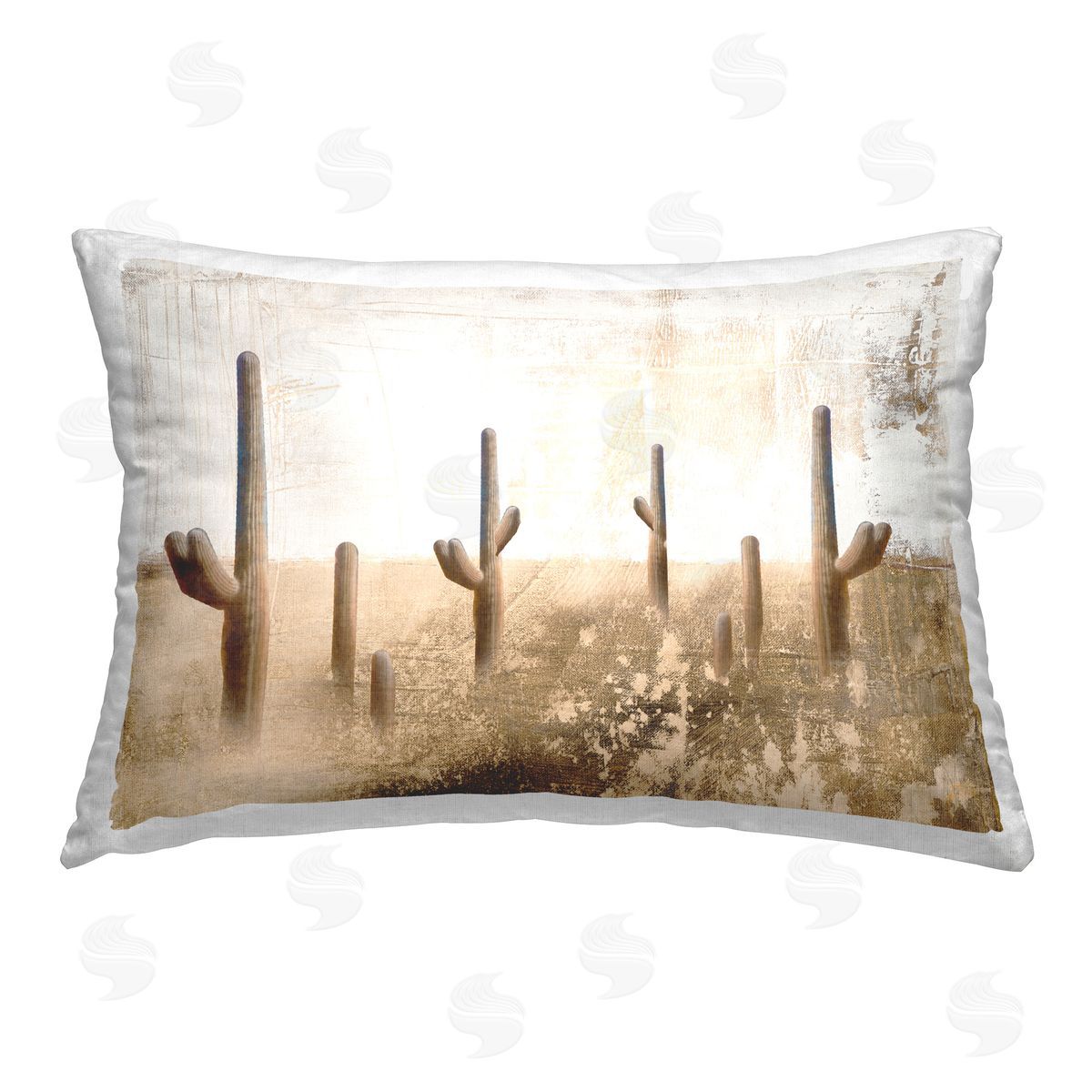 Dan Meneely Rustic Weathered Cactus Printed Plush Polyester Throw Pillow