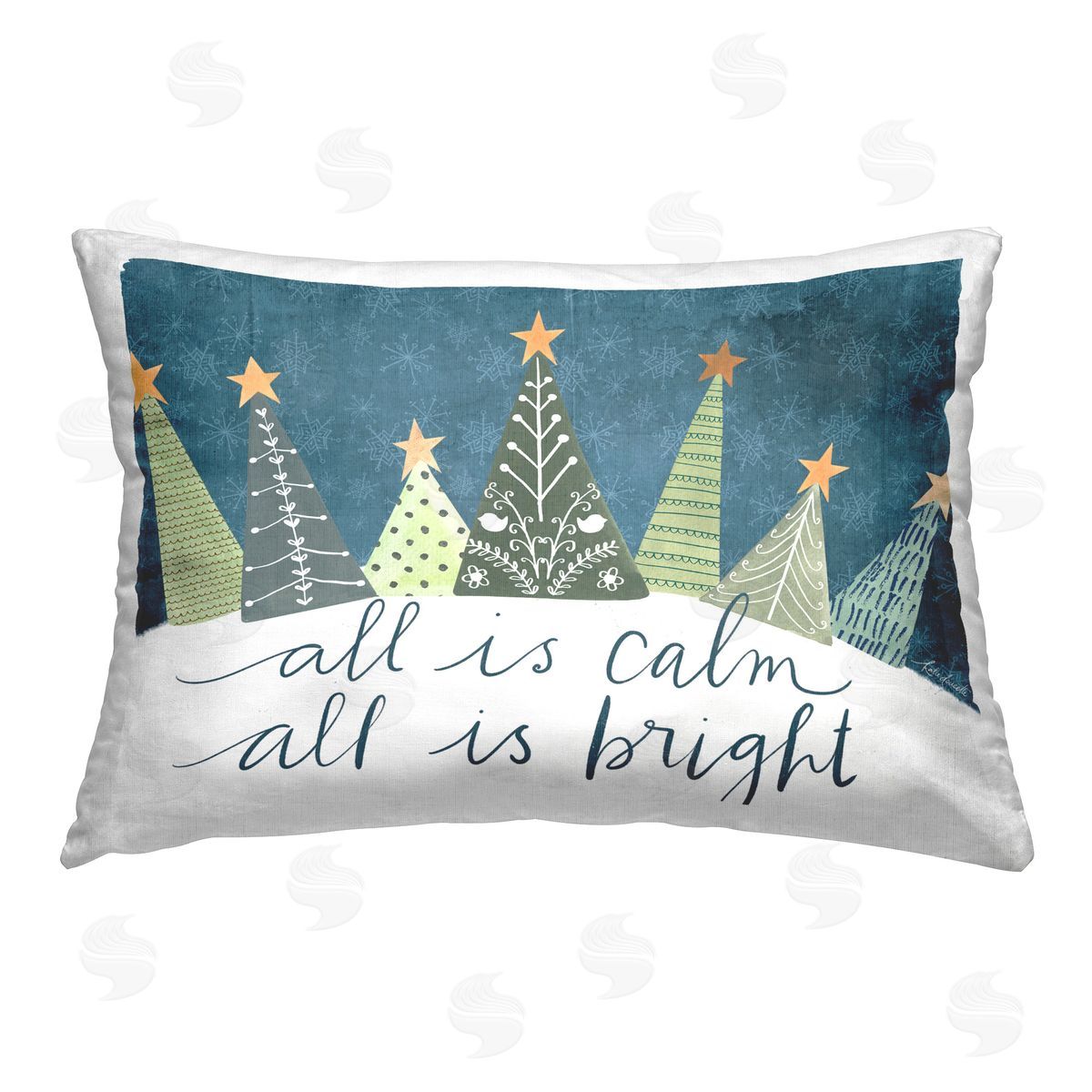 Katie Doucette All Is Calm & Bright Printed Plush Polyester Throw Pillow
