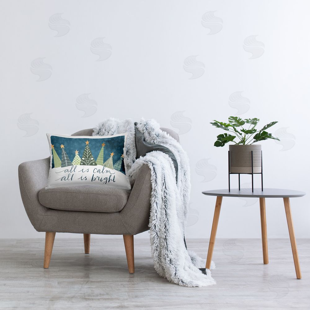 Katie Doucette All Is Calm & Bright Printed Plush Polyester Throw Pillow On Chair