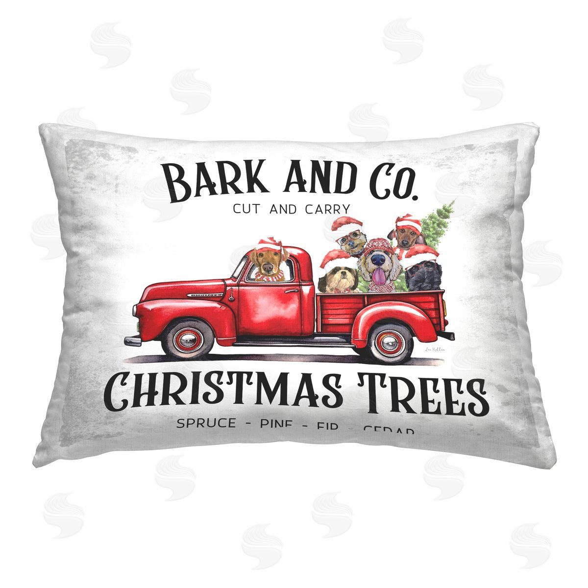 Lee Keller Bark & Co Christmas Truck Printed Plush Polyester Throw Pillow