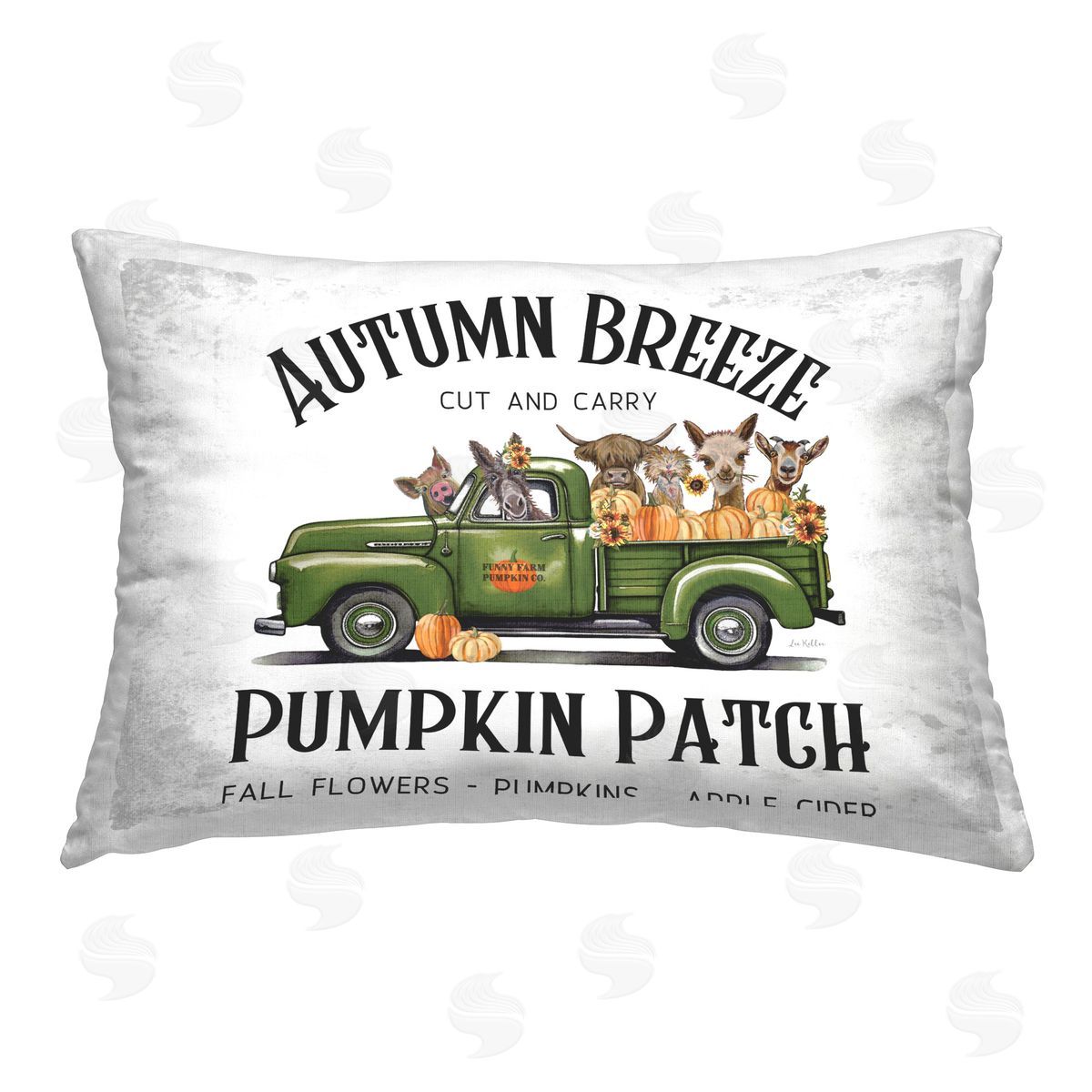 Lee Keller Pumpkin Patch Rustic Truck Printed Plush Polyester Throw Pillow