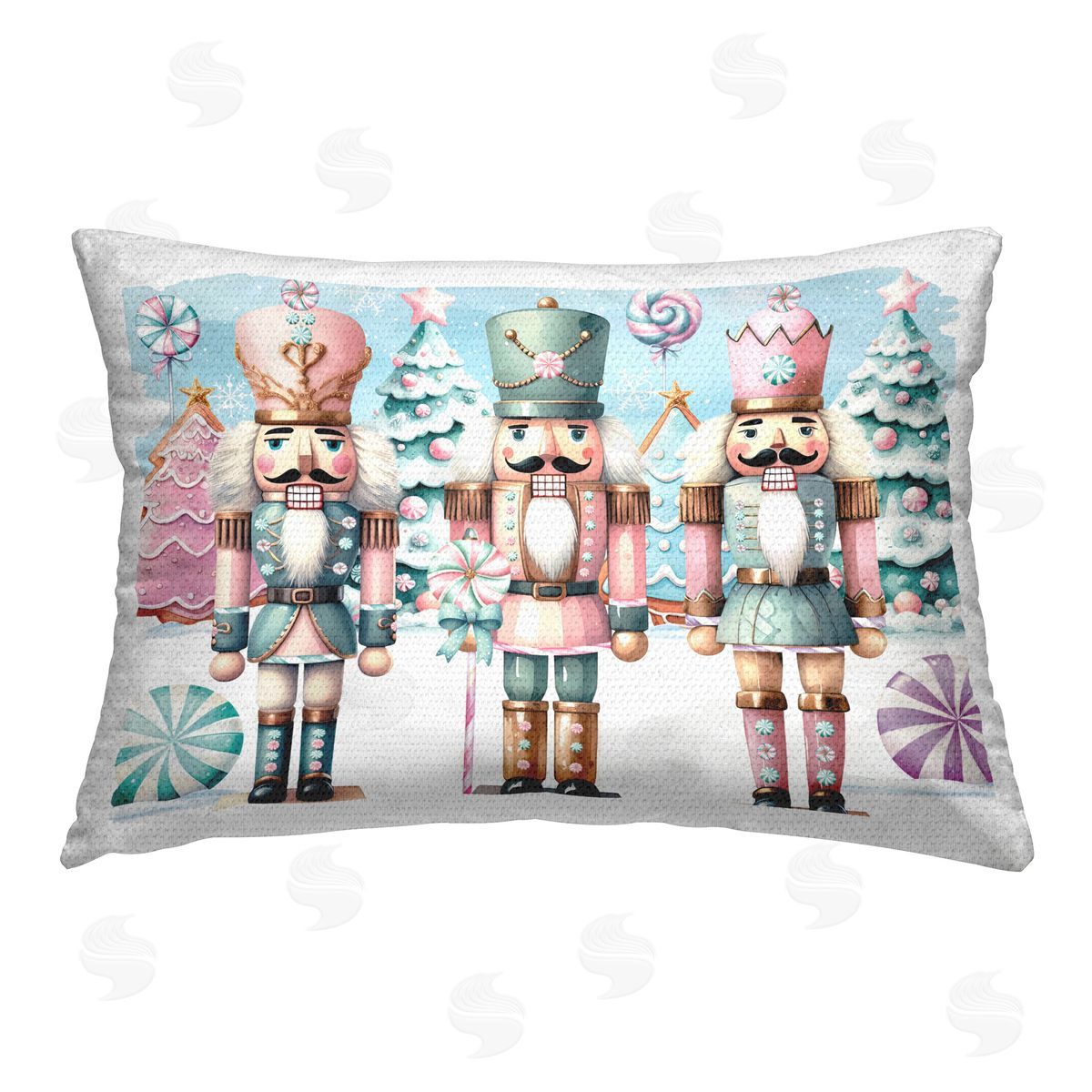 Nicole DeCamp Nutcrackers & Pastel Scenery Outdoor Quick-Dry Polyester Printed Throw Pillow