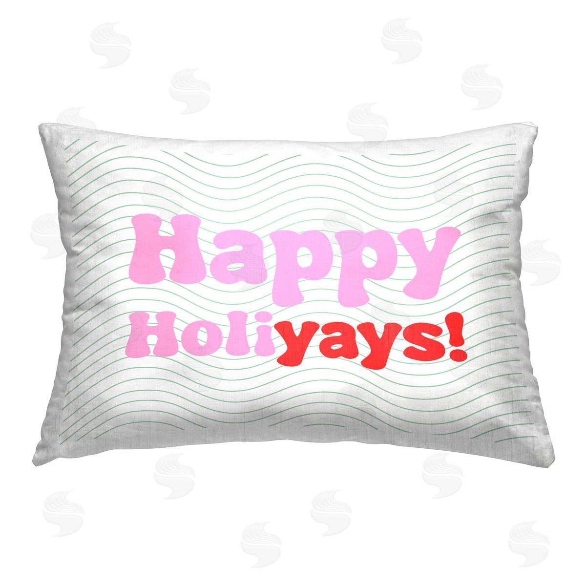 Stupell Studio Cheerful Happy Holiyays Printed Plush Polyester Throw Pillow