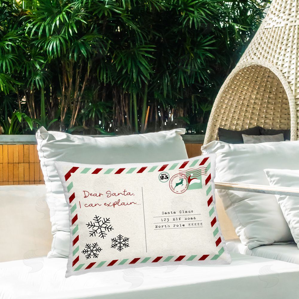 Stupell Studio Dear Santa Holiday Postcard Outdoor Quick-Dry Polyester Printed Throw Pillow in Back Yard