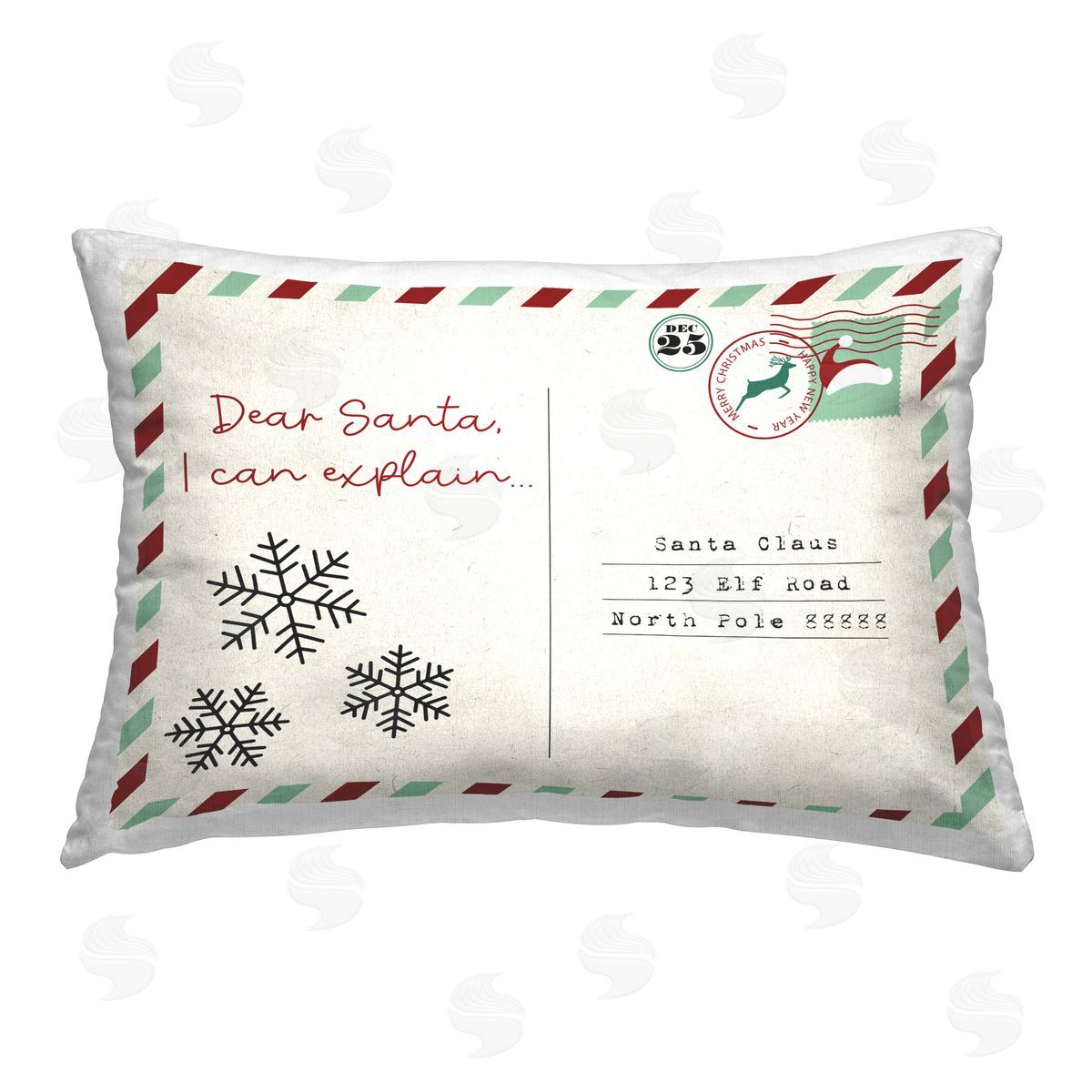 Stupell Studio Dear Santa Holiday Postcard Printed Plush Polyester Throw Pillow