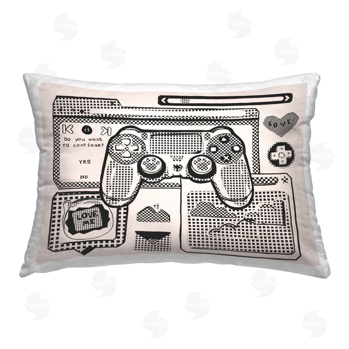 Melissa Wang Pixel Patterned Gamer Printed Plush Polyester Throw Pillow