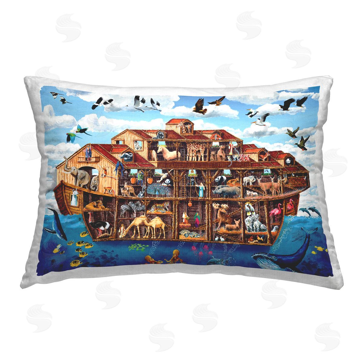 Art Poulin Bible Story Animal Art Printed Plush Polyester Throw Pillow