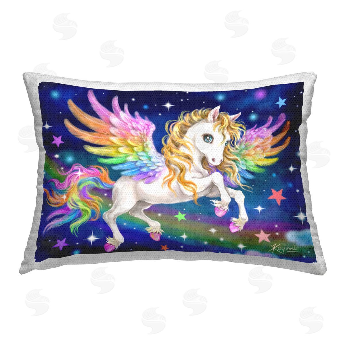 Kayomi Harai Pegasus in Outer Space Outdoor Quick-Dry Polyester Printed Throw Pillow