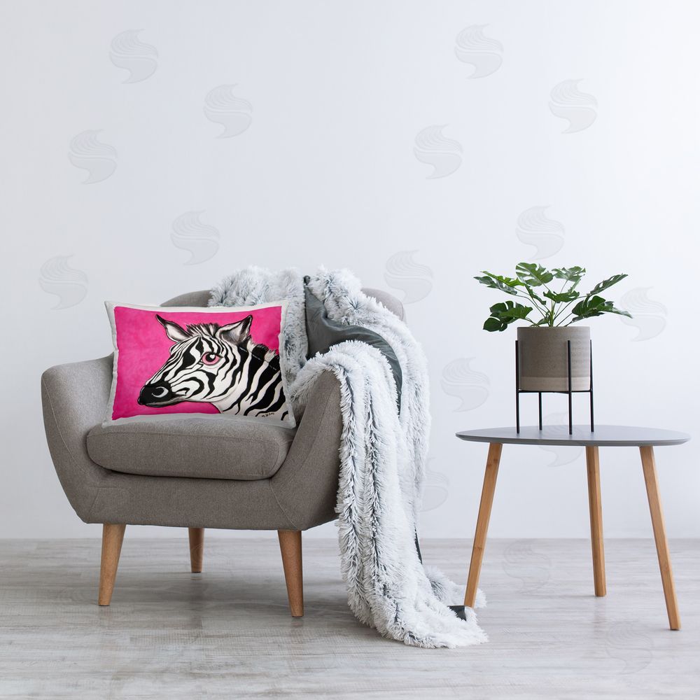 Michelle Gilsey Heart Eyes Zebra Printed Plush Polyester Throw Pillow On Chair