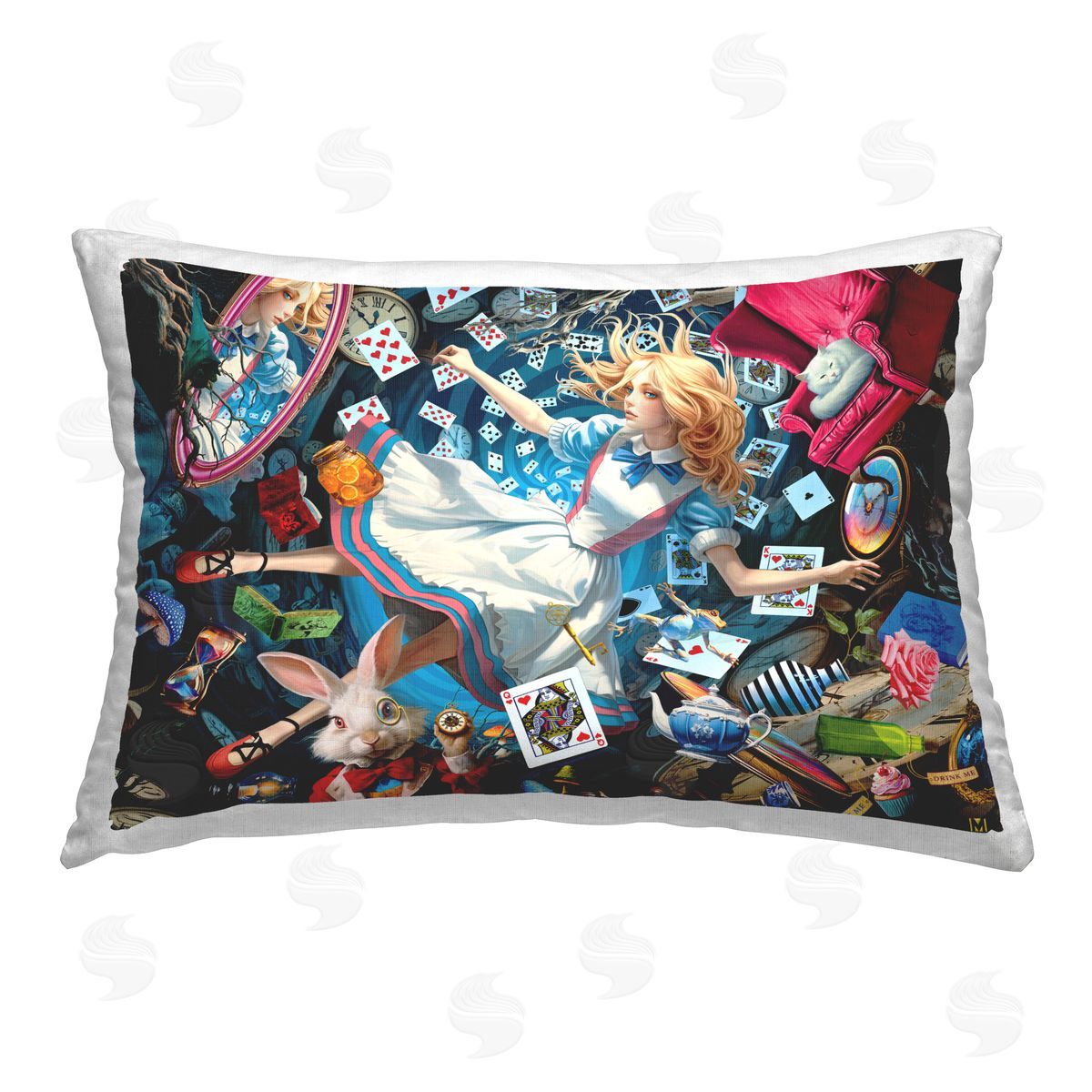 Michael David Ward Storybook Girl & Rabbit Printed Plush Polyester Throw Pillow