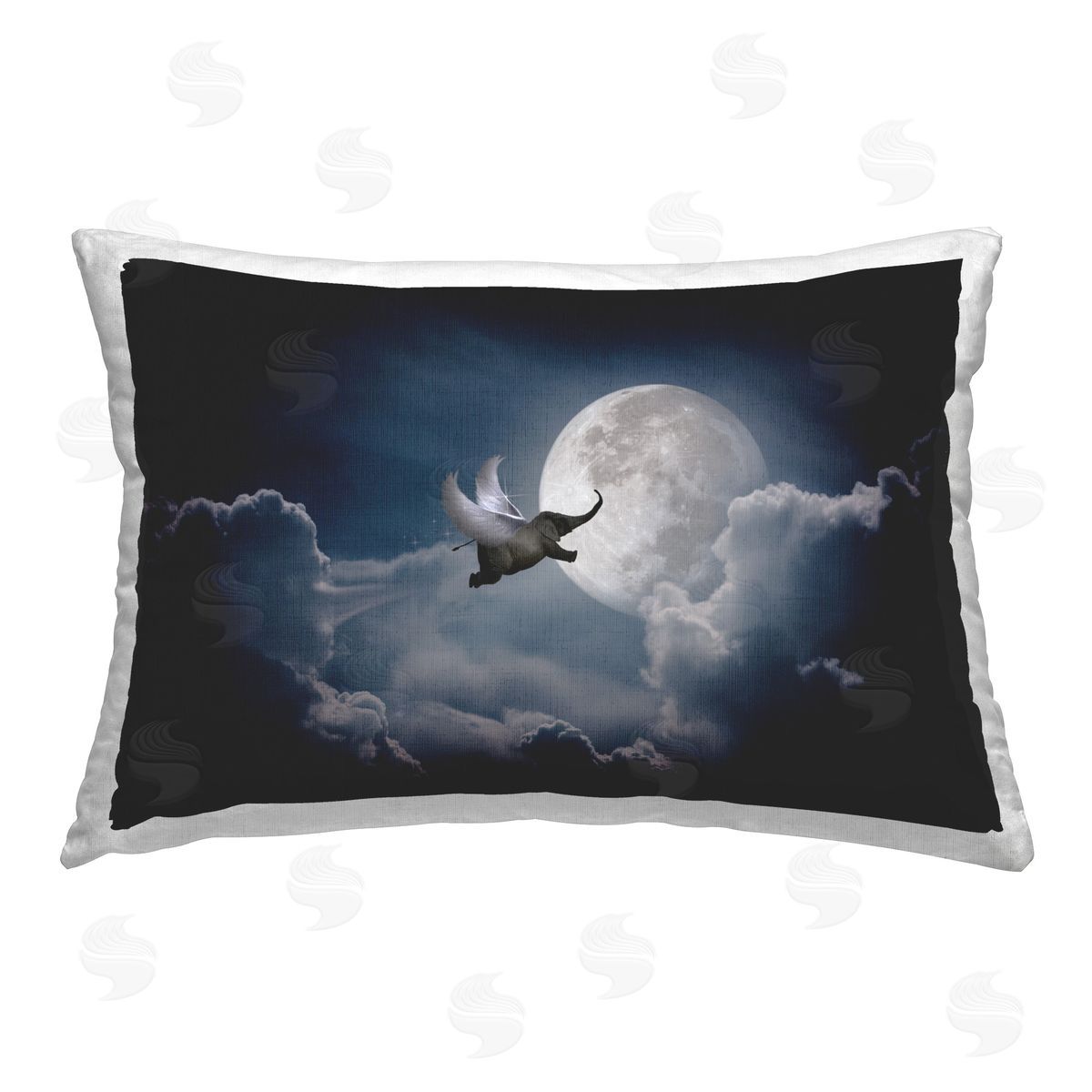 Nobleworks Elephant with Wings Scene Printed Plush Polyester Throw Pillow
