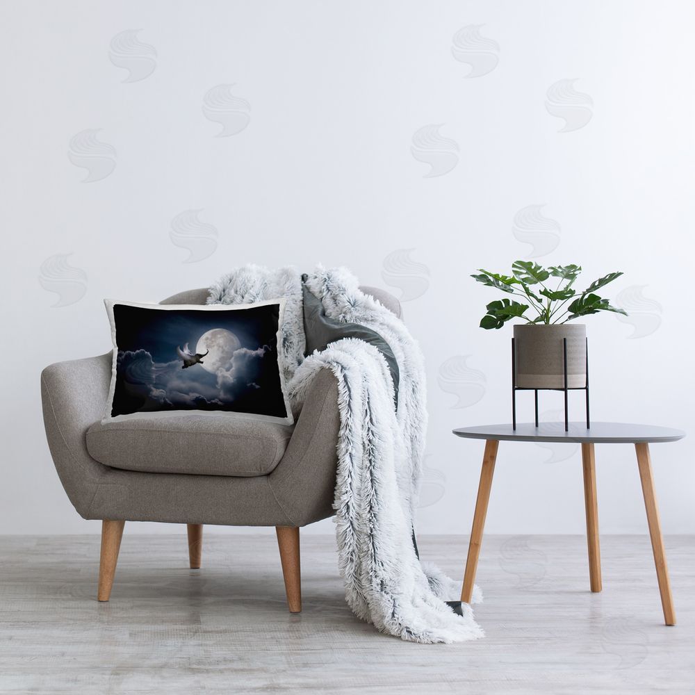Nobleworks Elephant with Wings Scene Printed Plush Polyester Throw Pillow On Chair