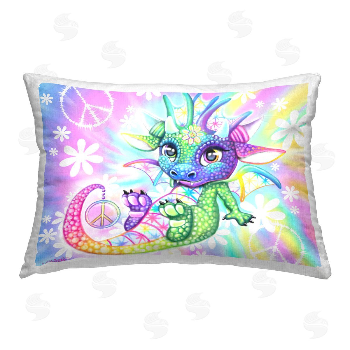 Sheena Pike Groovy Symbol Dragon Printed Plush Polyester Throw Pillow