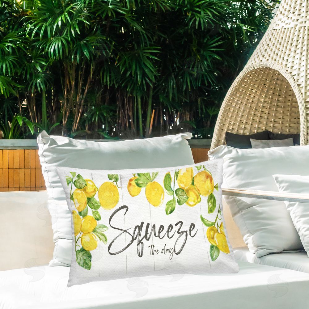 Nan Squeeze The Day Citrus Outdoor Quick-Dry Polyester Printed Throw Pillow in Back Yard