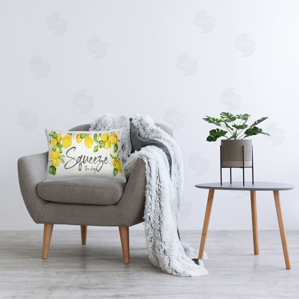 Nan Squeeze The Day Citrus Printed Plush Polyester Throw Pillow On Chair