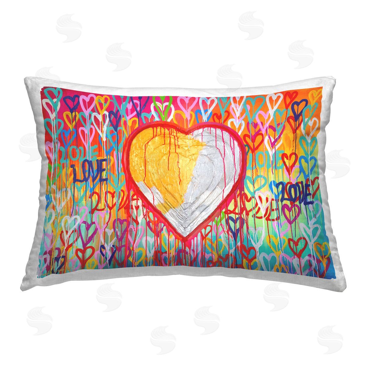 Hulis Mavruk Urban Love Hearts Pattern Printed Plush Polyester Throw Pillow
