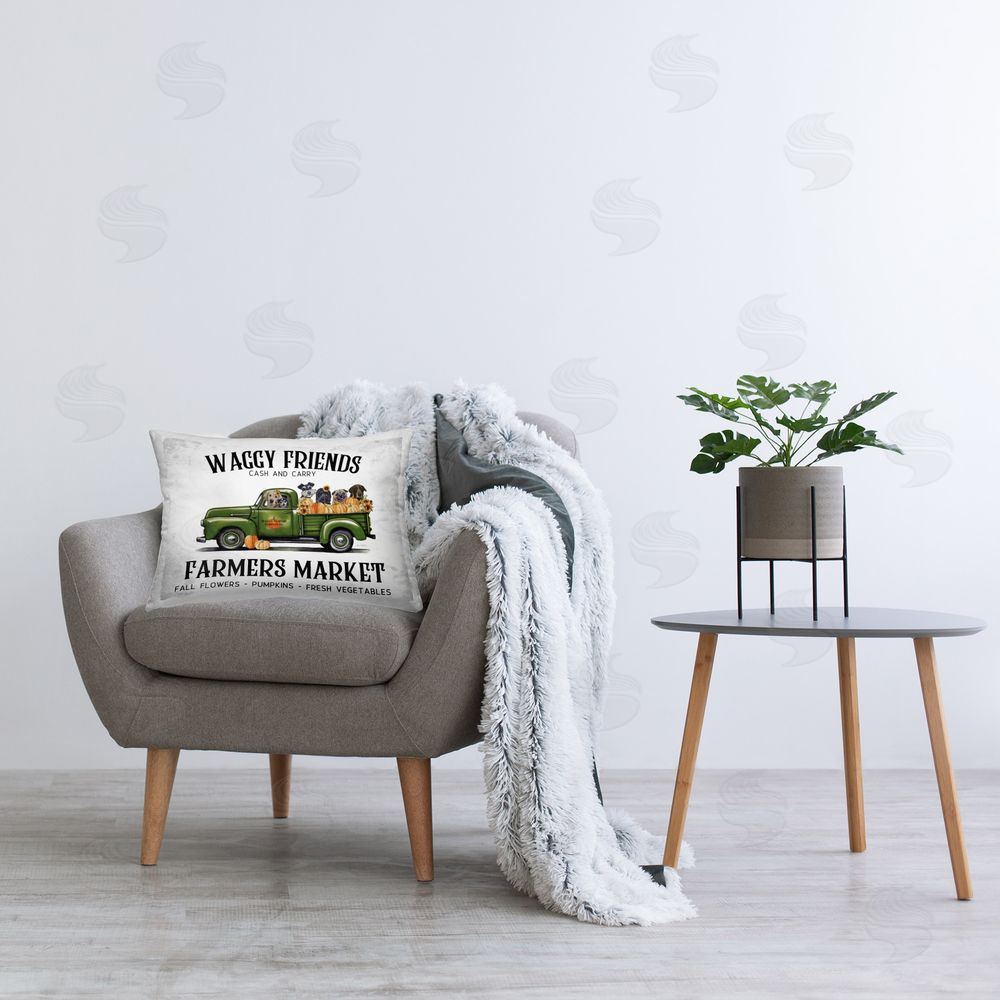Lee Keller Waggy Friends Fall Market Printed Plush Polyester Throw Pillow On Chair