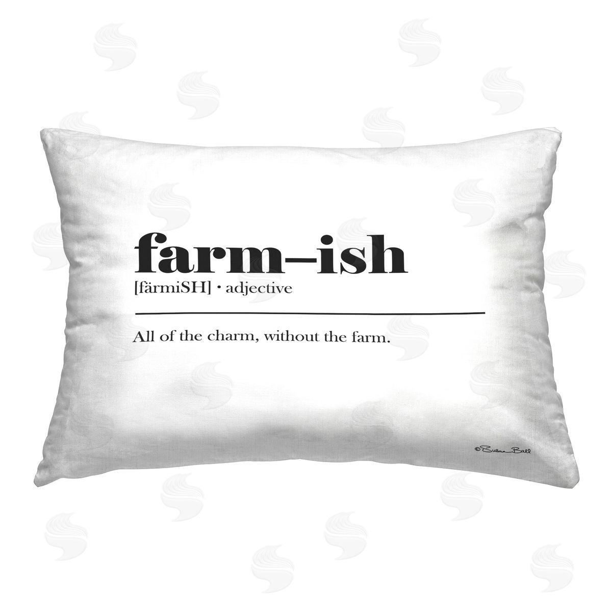 Susan Ball Farm-ish Charming Definition Printed Plush Polyester Throw Pillow