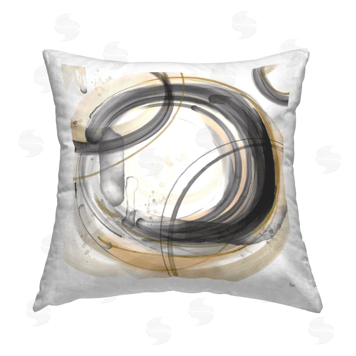 Nan Aligned Circles Abstraction Printed Plush Polyester Throw Pillow