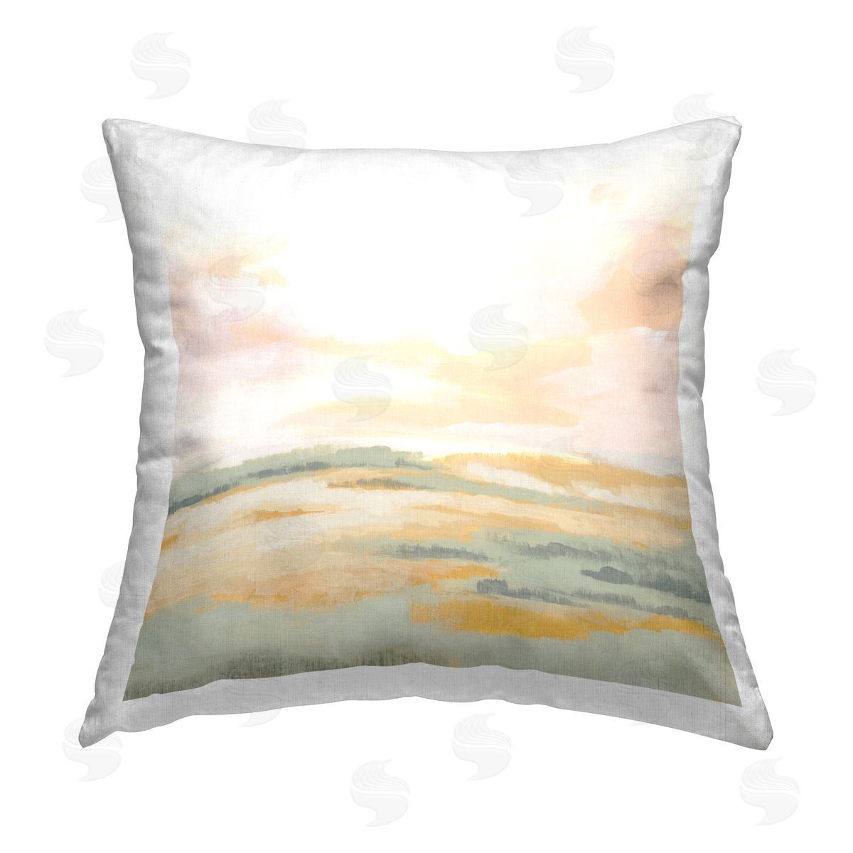 June Erica Vess Pale Muted Landscape Printed Plush Polyester Throw Pillow